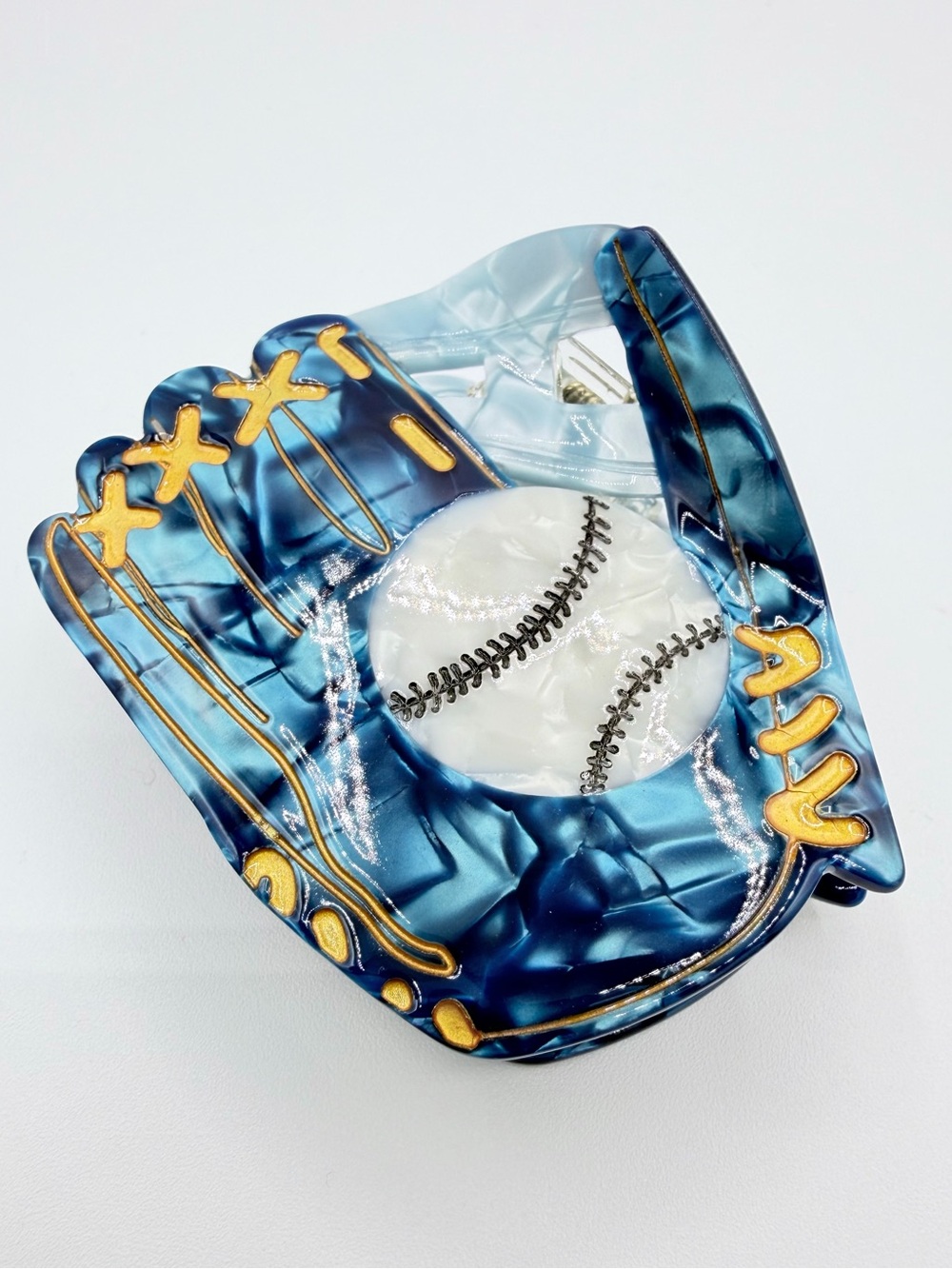 Baseball Glove Hair Clip Blue New